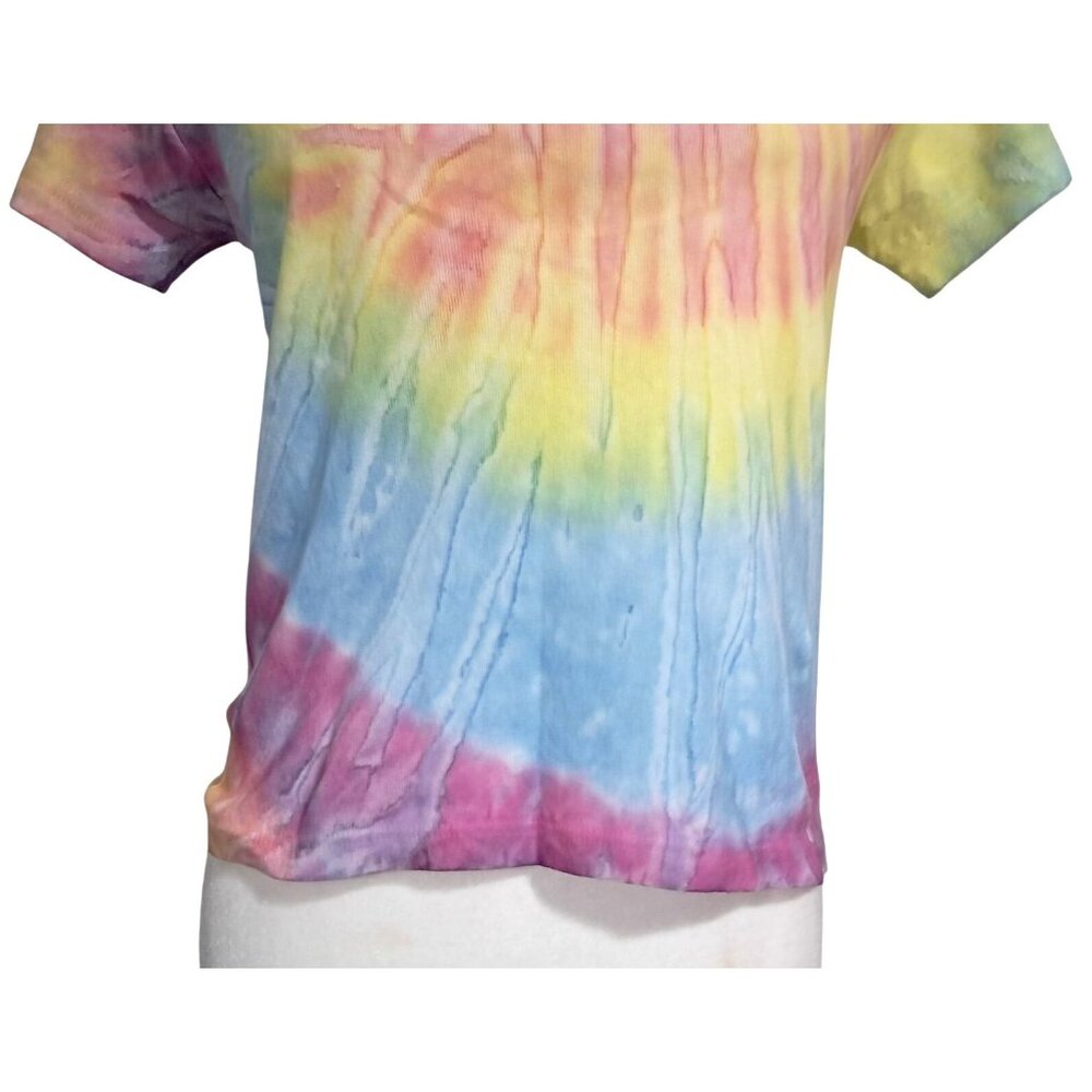 Vintage 90s Butterfly Embroidered Tie-Dye T-Shirt M Common Threads Hippie Boho N - Picture 6 of 9